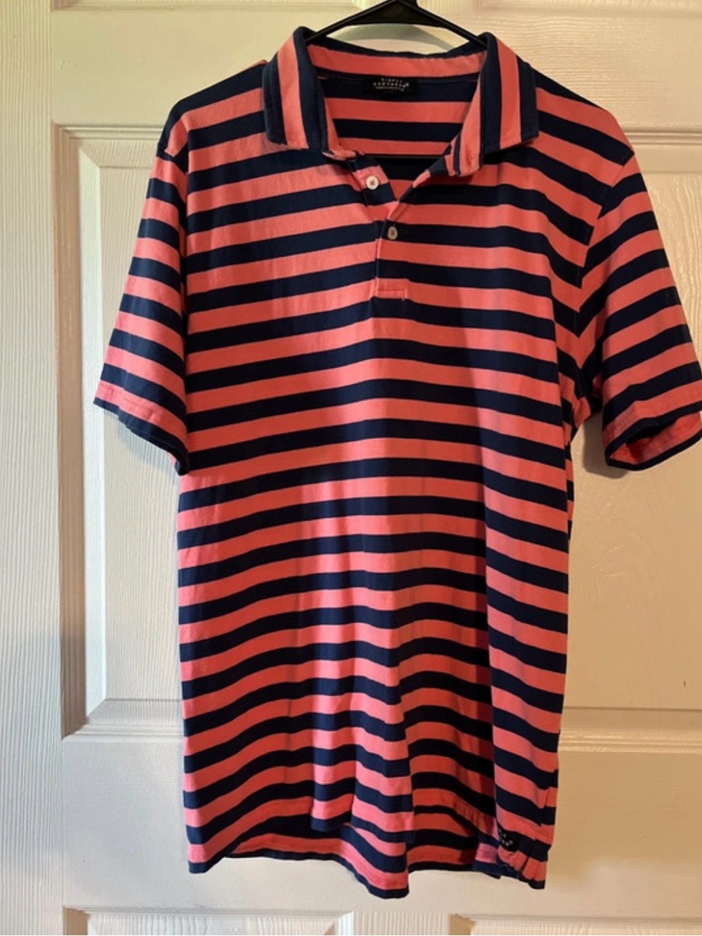 Simply Southern Coral  & Navy Striped Polo